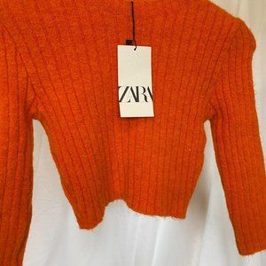 Zara Cropped Orange Sweater